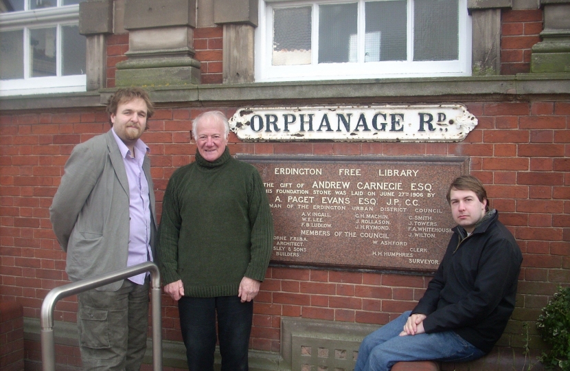 Robert, Bob and Gareth relaxing by the Library in Erdington