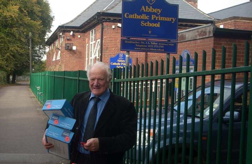 Bob outside the Abbey Catholic Primary School