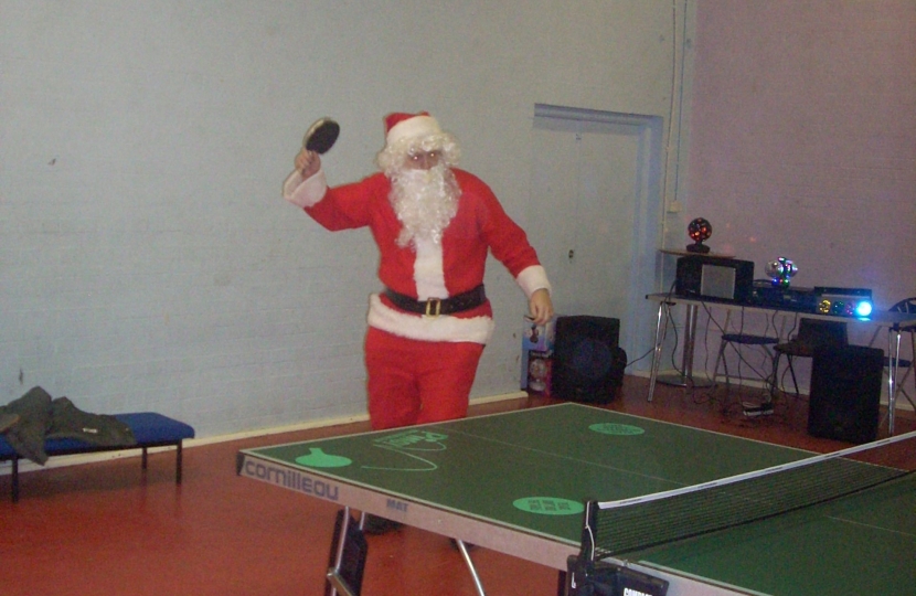 Santa playing in the table tennis tournament