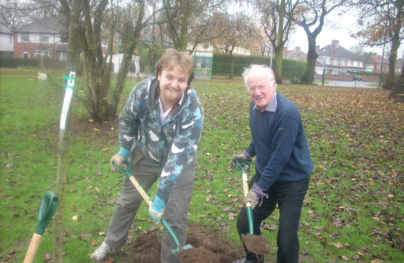 Robert and Bob planting a tree in Short Heath Park