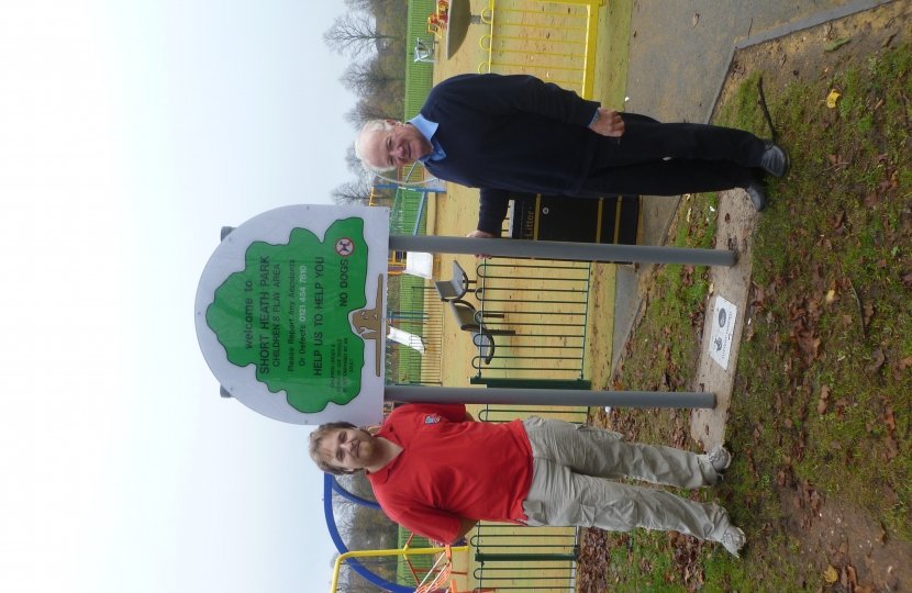 Cllr Bob Beauchamp and Cllr Robert Alden by the new and restored playground area