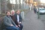 Gareth, Bob and Robert siting on a bench outside St Barnabas Church, Erdington