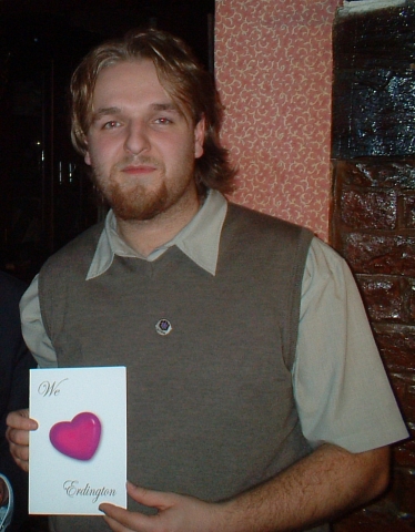 Robert holding a we love Erdington card!