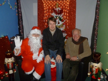 Father Christmas, Cllr Gareth Moore and Cllr Bob Beauchamp at the Malcolm Locker