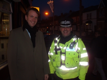 Matt with Deputy Chief Constable Dave Thompson discussing the crackdown on crime